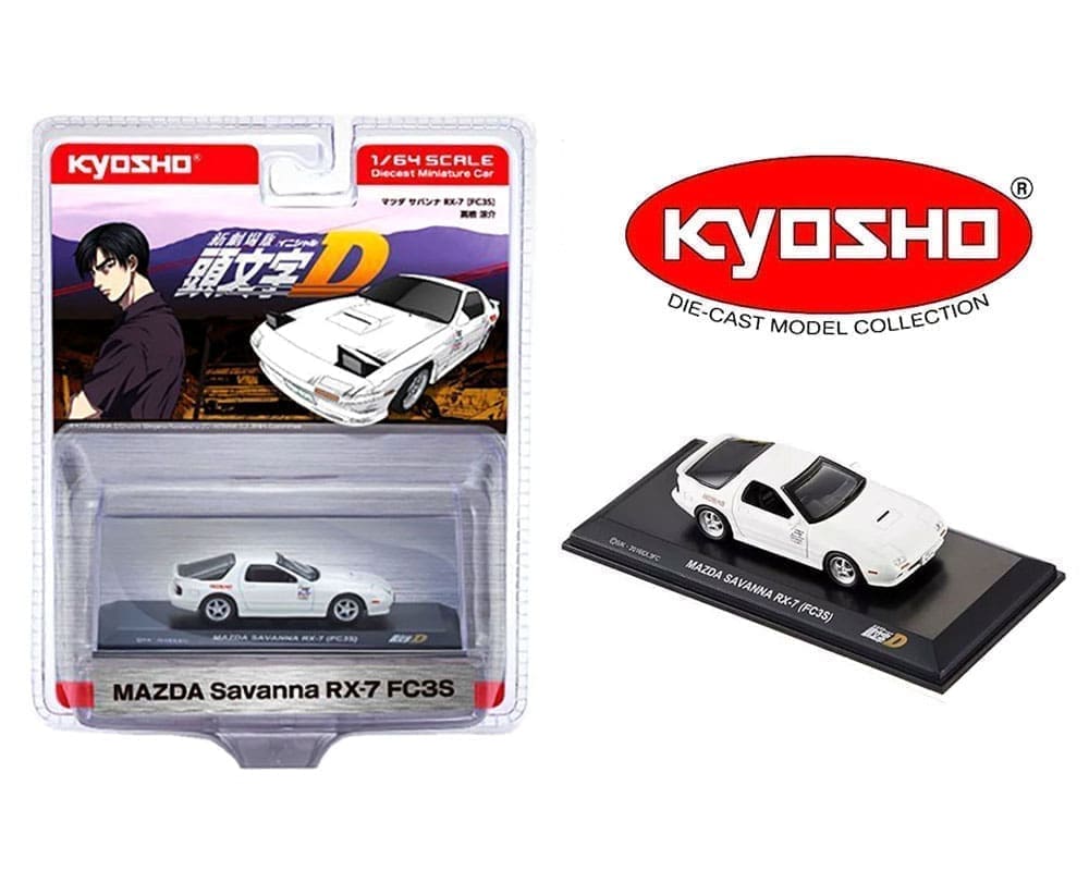KYOSHO 1:64-WHITE-INITIAL D MAZDA SAVANNA RX-7 (FC3S)