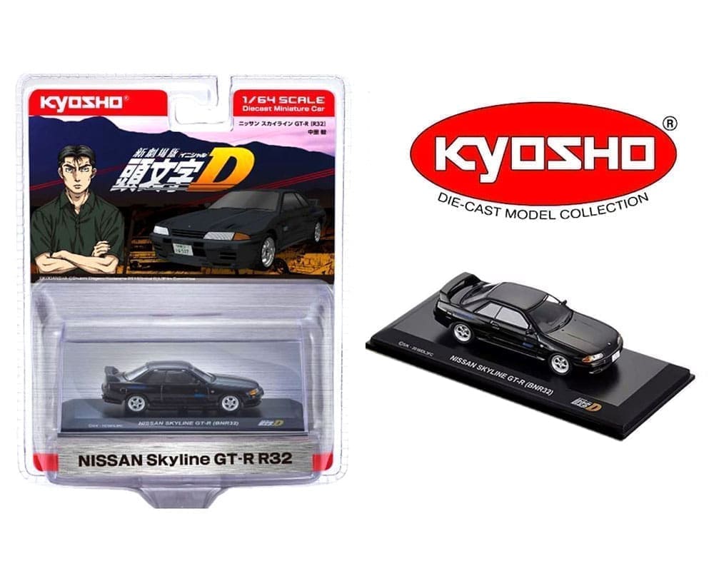 KYOSHO 1:64: Nissan Skyline GT-R (BNR32) RHD (Right Hand Drive) Black "Initial D" Manga