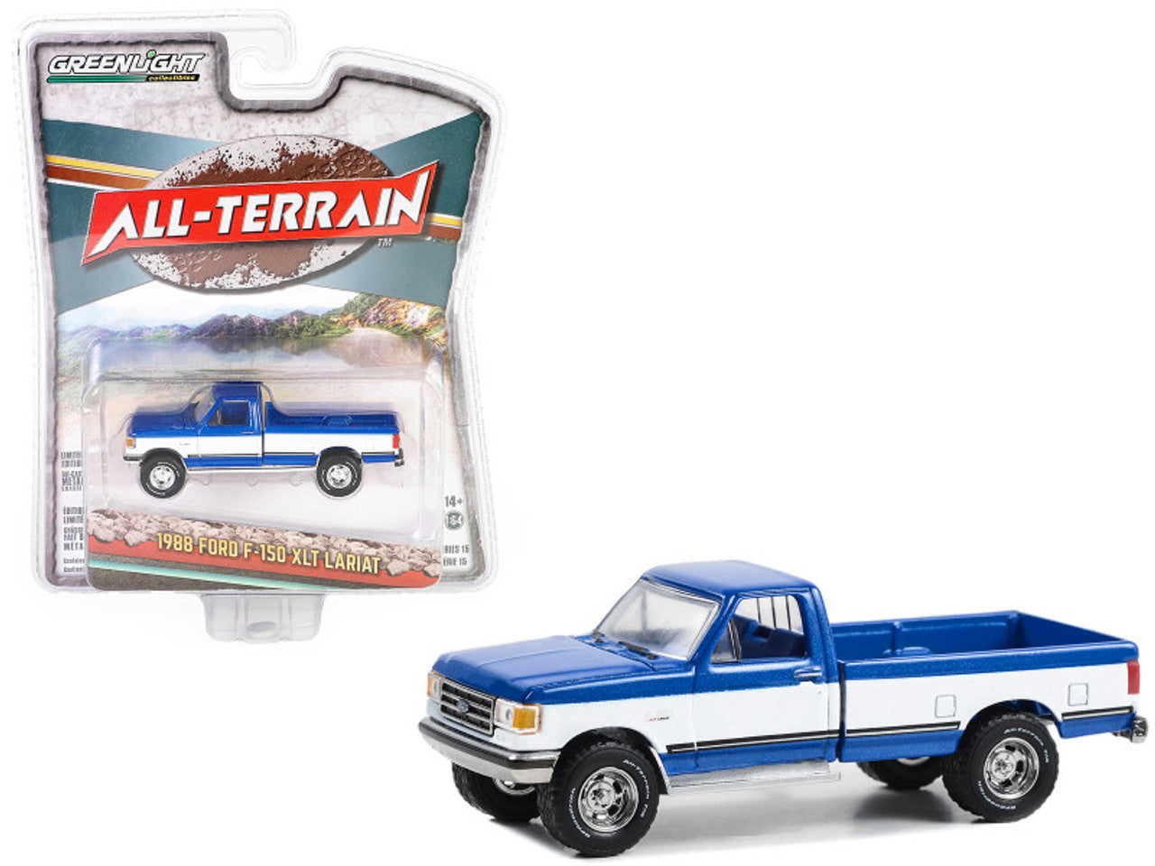 1988 Ford F-150 XLT Lariat Pickup Truck Blue Metallic and White
