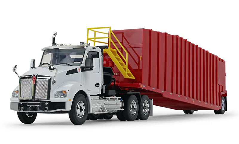 (Red)-Kenworth T880 Winch and Pinnacle Frac Tank Trailer