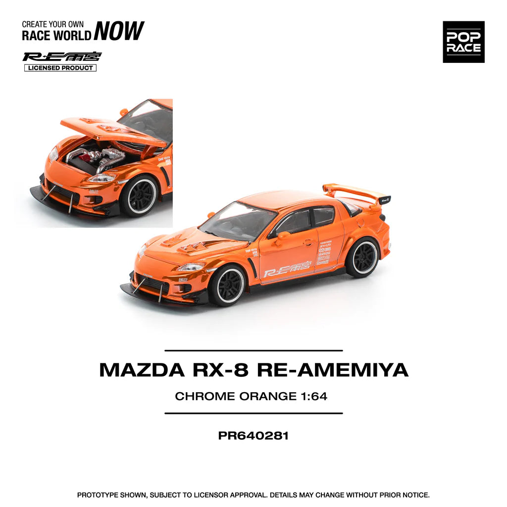 PRE-0RDER 2025) POPRACE 1/64, Mazda RX-8 RE-Amemiya - Chrome