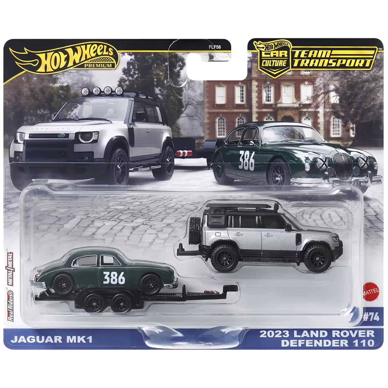 Hot Wheels Team Transport-Jaguar MK1 & 2023 Land Rover Defender 110 (JBM29)