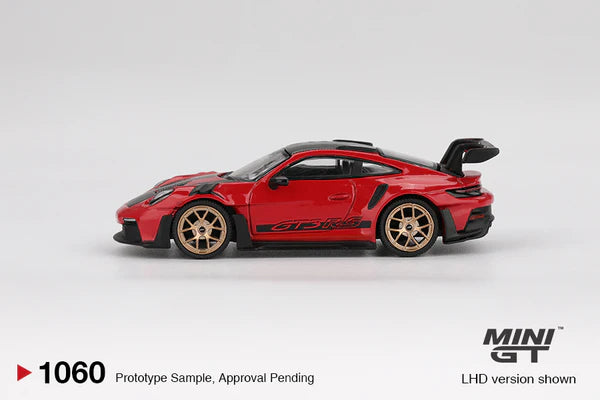 (PRE-ORDER 2025) Mini GT- Porsche 911 (992) GT3 RS Weissach Package – Guards (Red) MGT01060