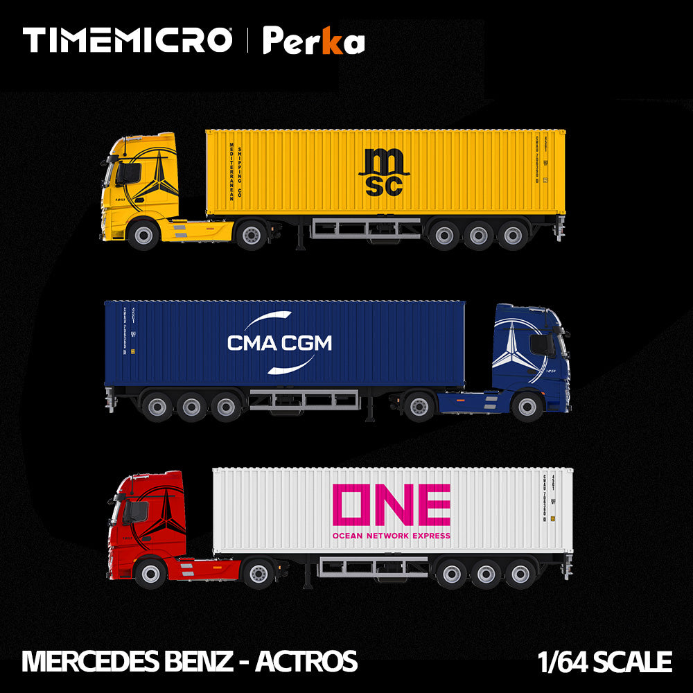 Mercedes-Benz Actros Camion MSC Jaune Vif 1:64 – TimeMicro + Perka TM646744