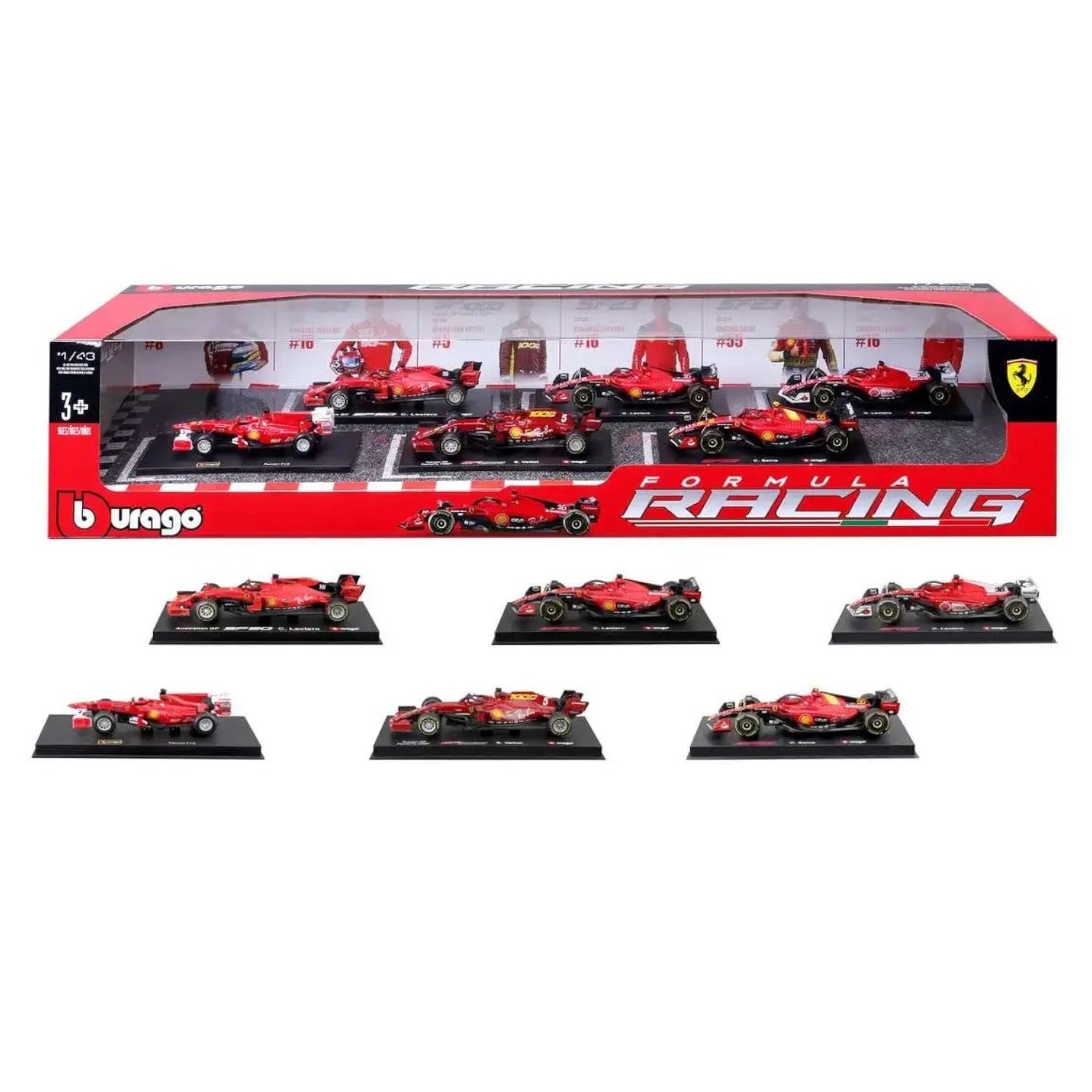 Bburago Ferrari Racing Formula 1 - 6 Cars Exclusive Set - 2023