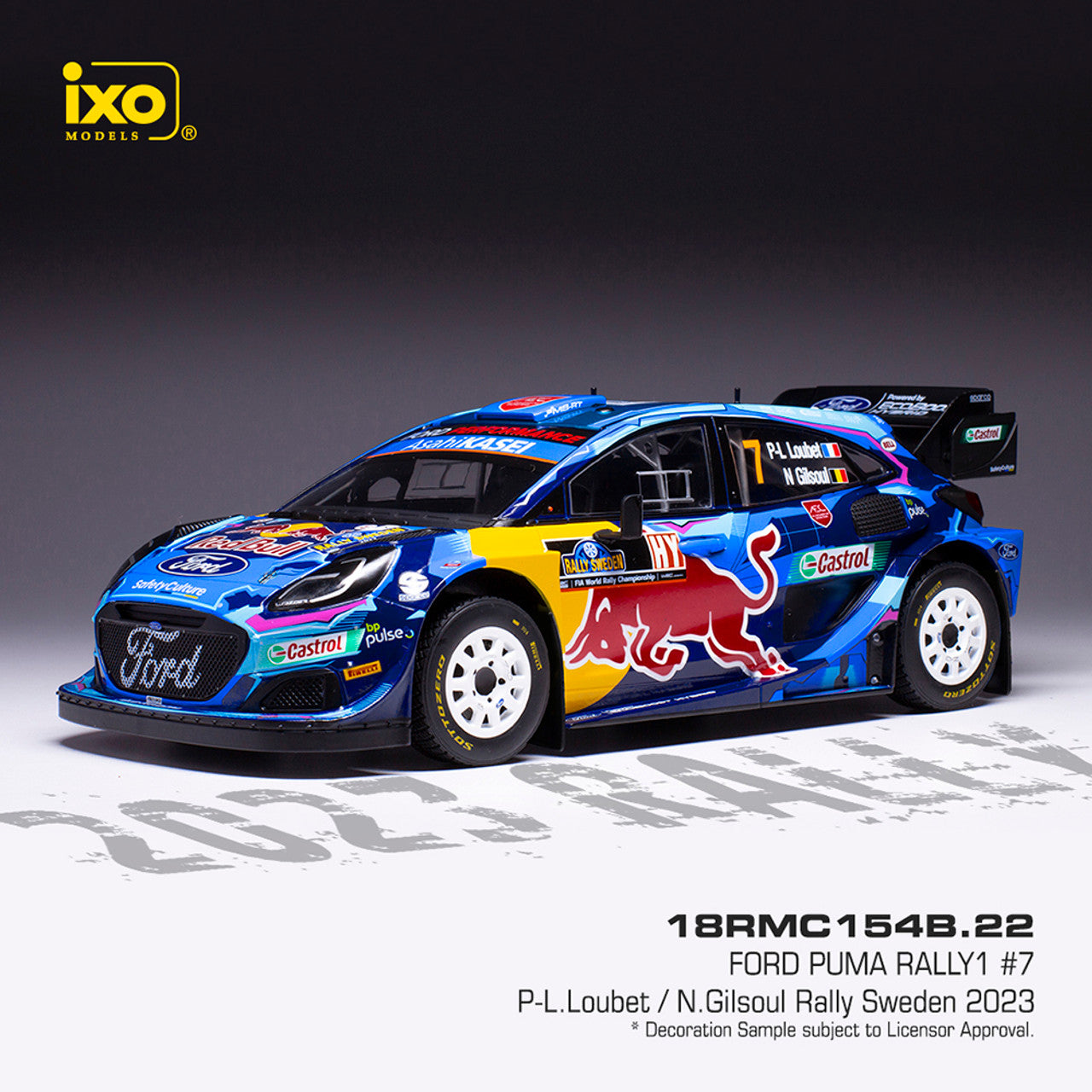 ミニカー Ford Puma Rally1 Winner Rally Sweden 2023 FORD PUMA Rally1 #7 P-L.Loubet - N.Gilsoul Rally Sweden
