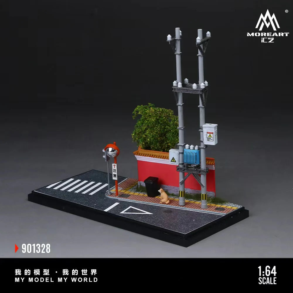 Coin de rue urbain avec mur rouge MoreArt 1:64 MO901328