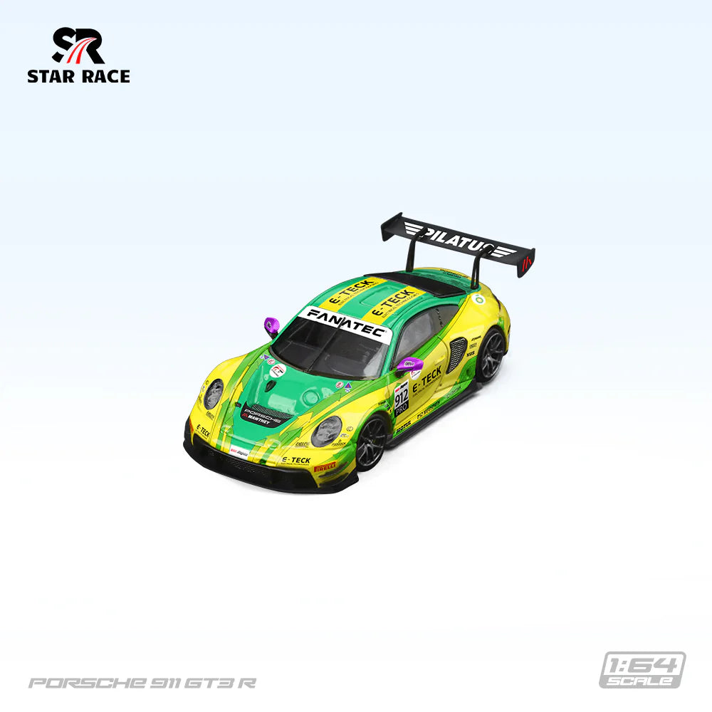 Star Race 1/64 - Porsche 911 GT3 R Racing Car Yellow Green