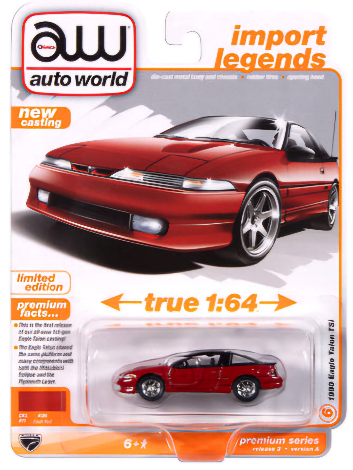 1990 Eagle Talon TSi in Flash Red with Gloss Black Roof and Trunk - AWSP180/24A