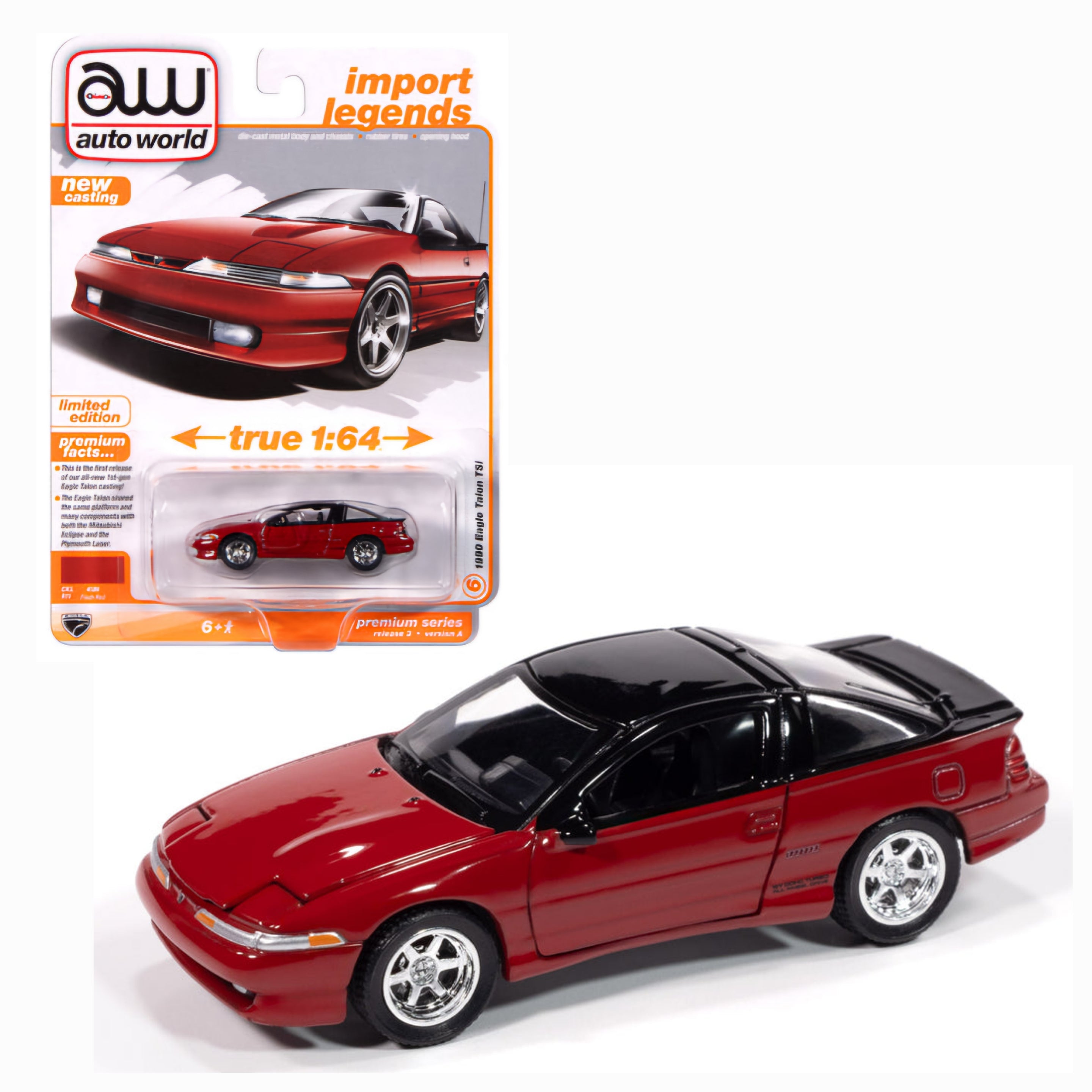 1990 Eagle Talon TSi in Flash Red with Gloss Black Roof and Trunk - AWSP180/24A