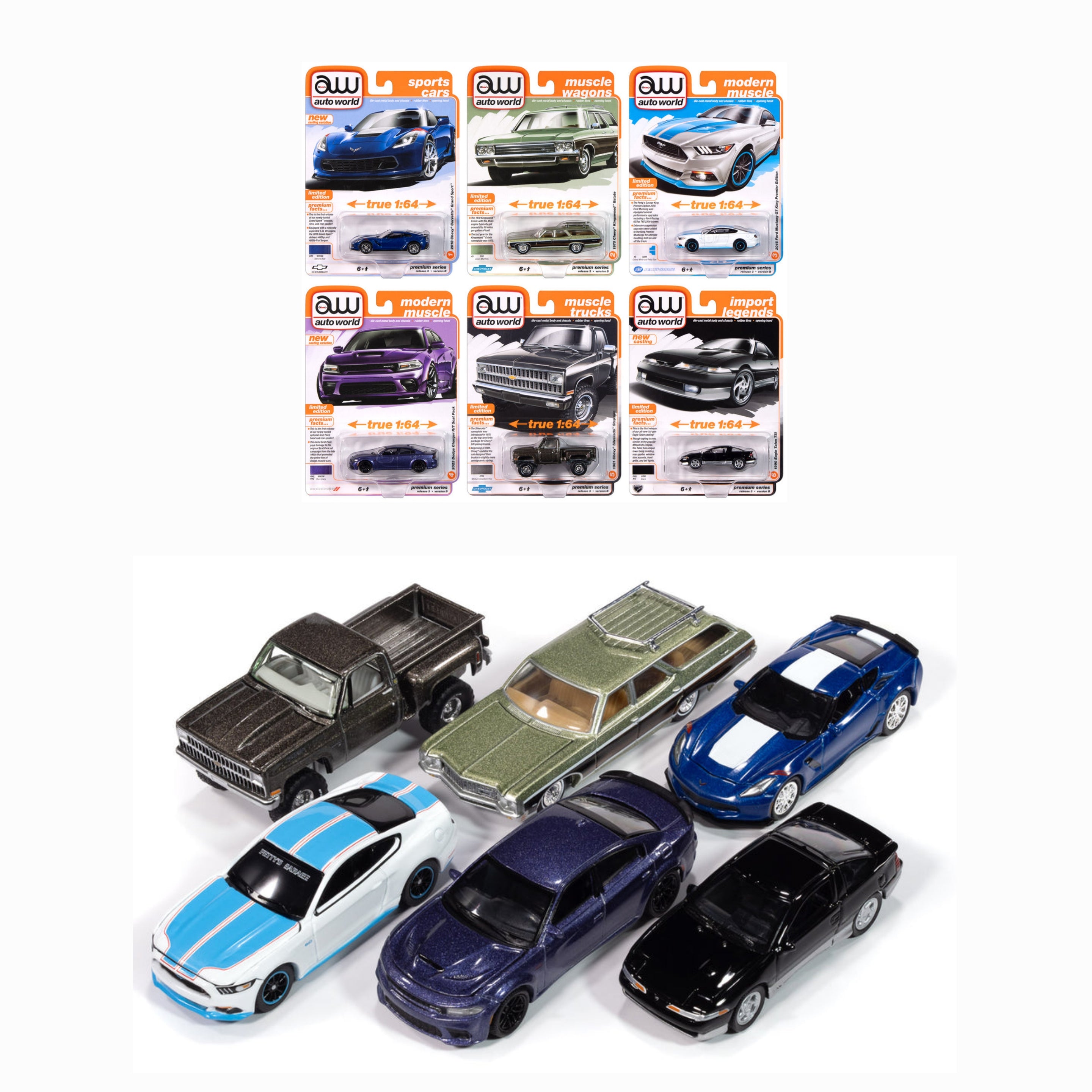 Ensemble-Set, Auto World 1:64 Premium 2024 Release 3 Version B Set (AW64452/24B)