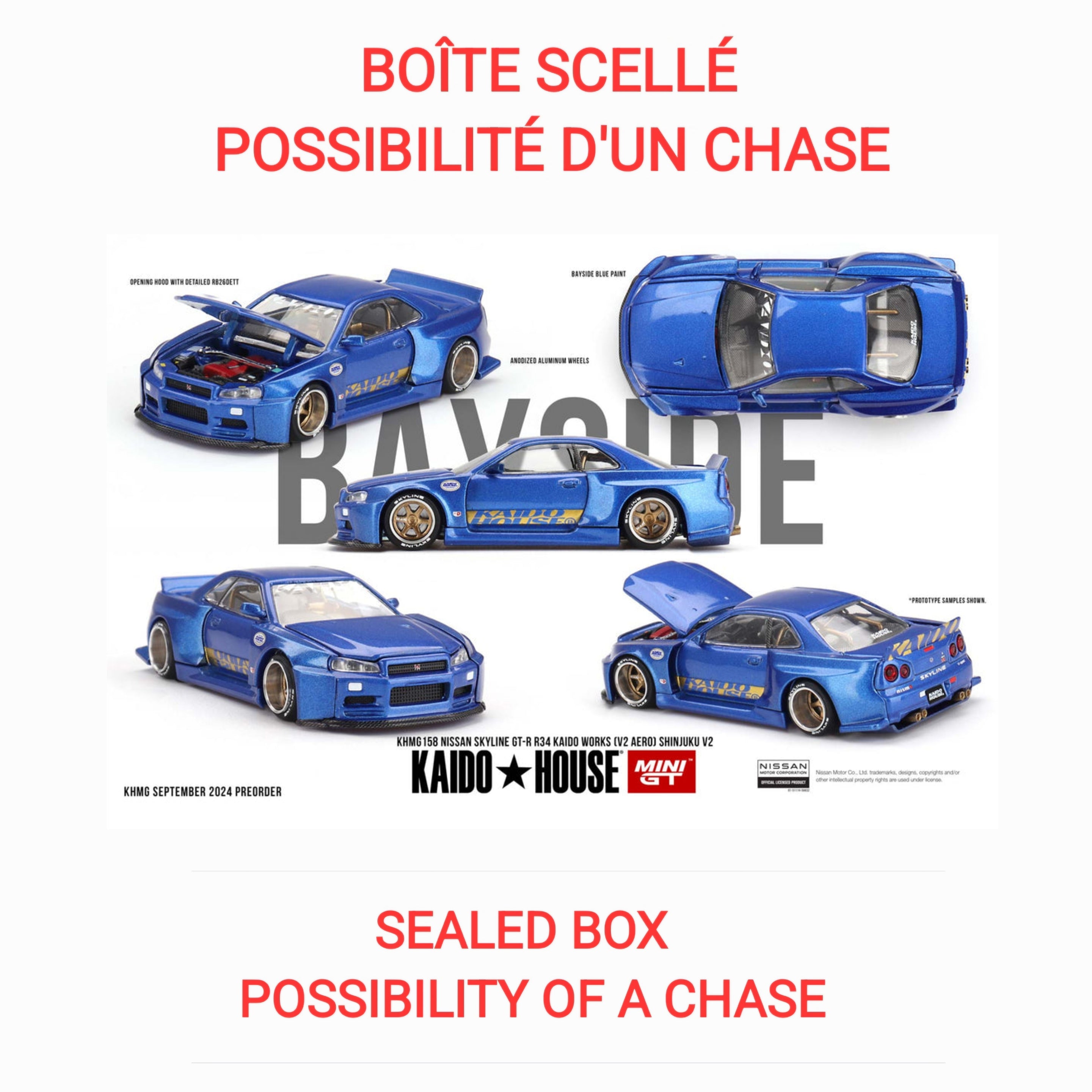 CHASE Kaido House X Mini GT Nissan GT-R R34 (V2 Aero) Polizia - KHMG120, Scala 1:64, Usato