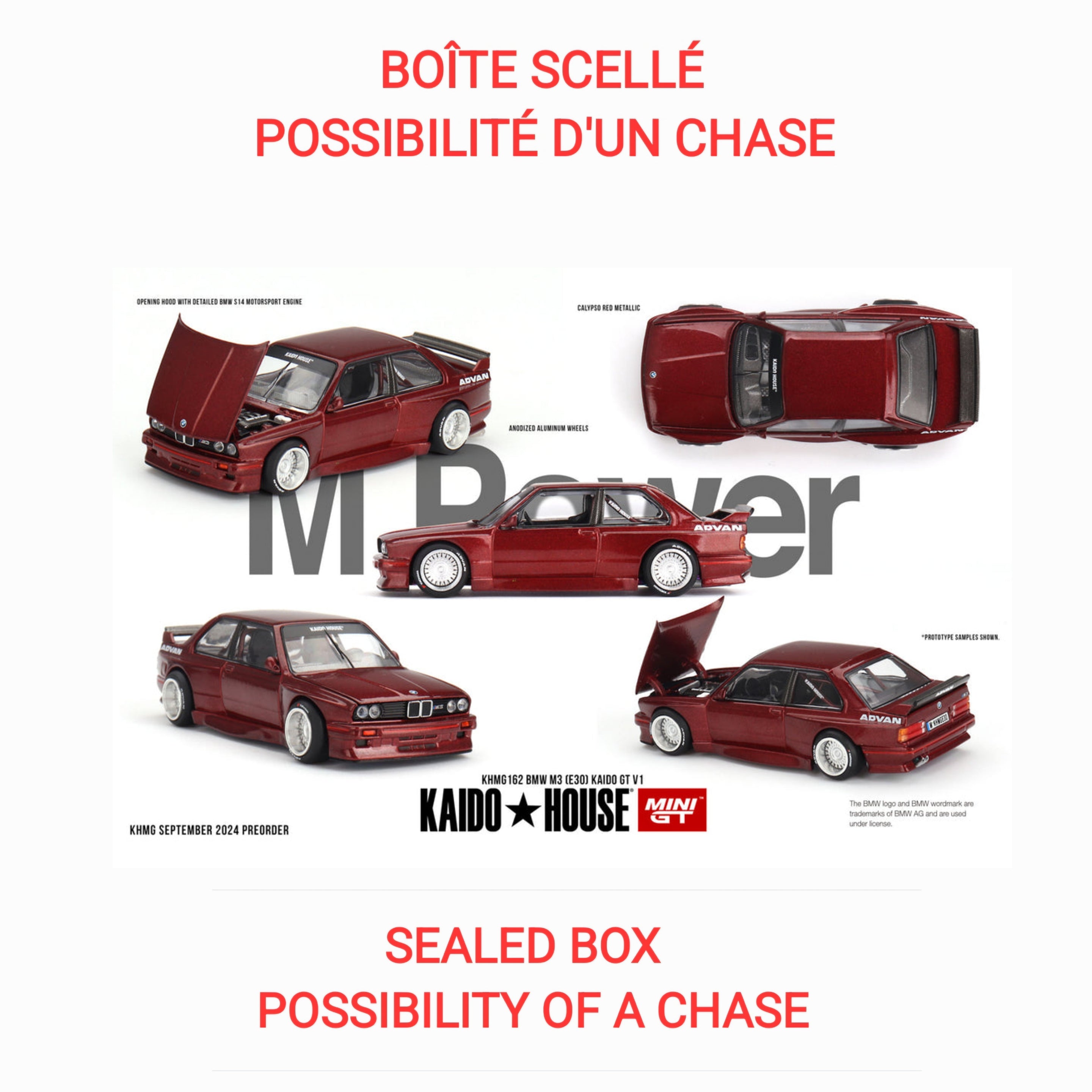 Kaido House x Mini GT - BMW M3 (E30) Kaido GT V1 – M Red (KHMG162) ***LIMITE DE 1 PAR CLIENT-LIMIT OF 1 PER CLIENT***