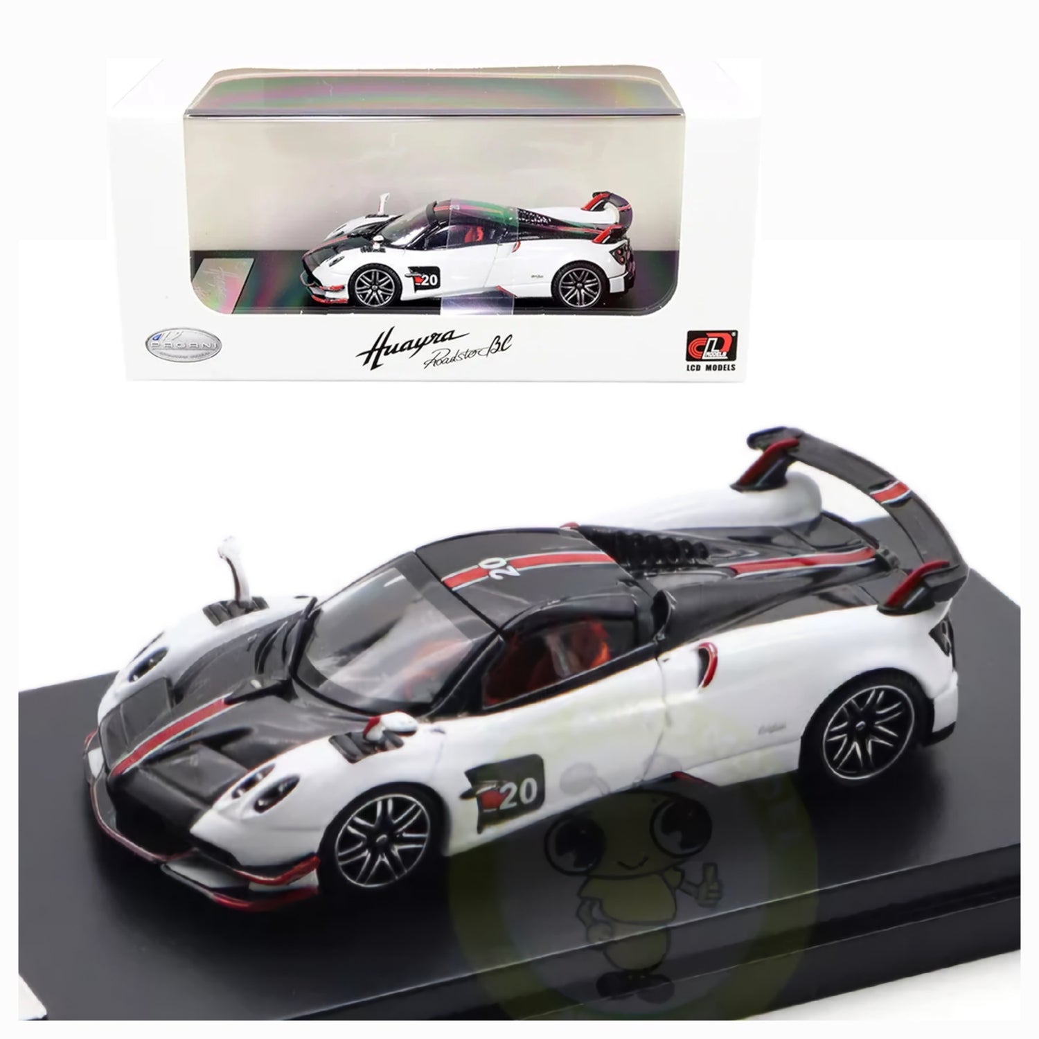 Pagani Huayra BC Roadster (White and Carbon with Red and White Stripes)