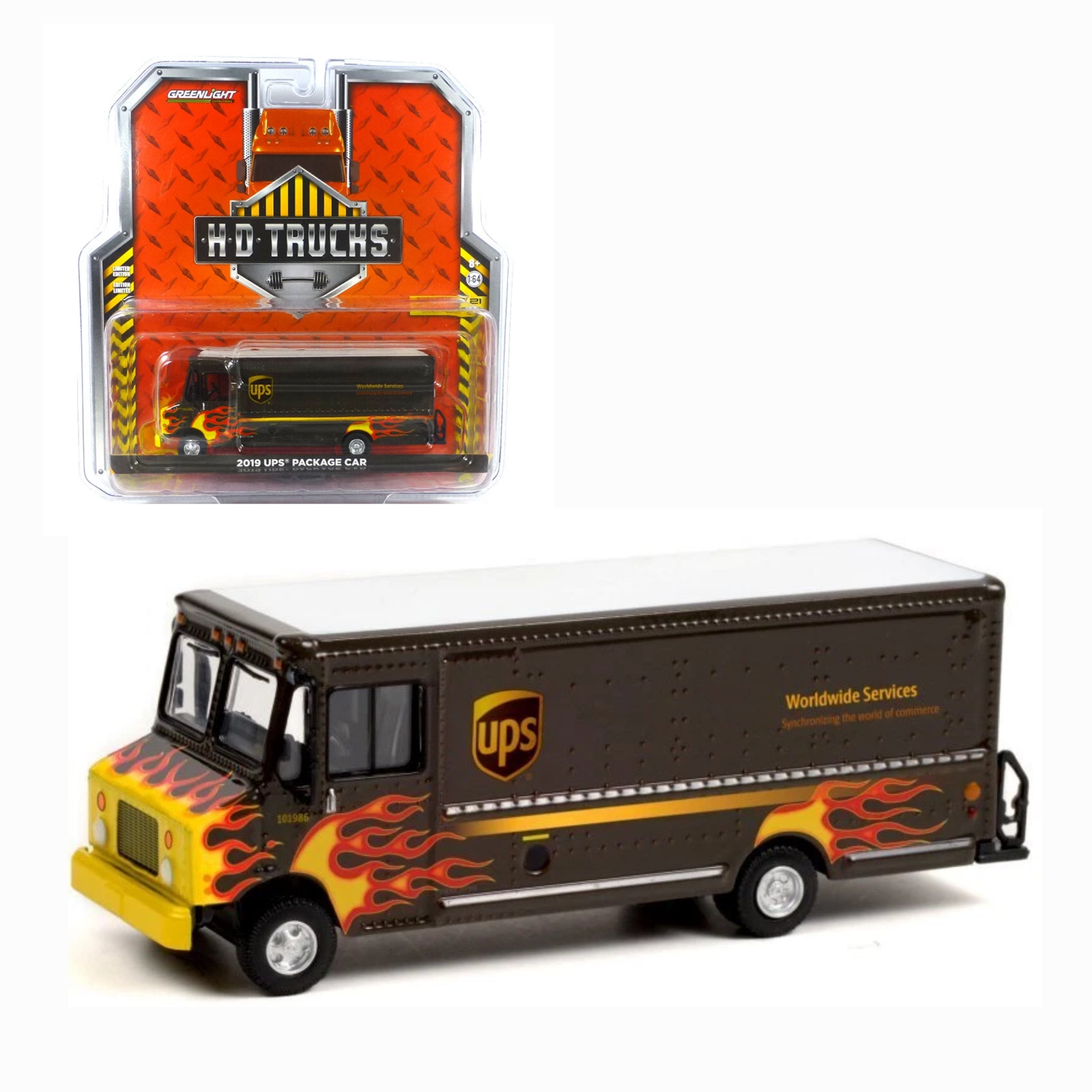 United Parcel Service (UPS) Worldwide Services with Flames - 2019 Package Car H.D. Trucks Series 21