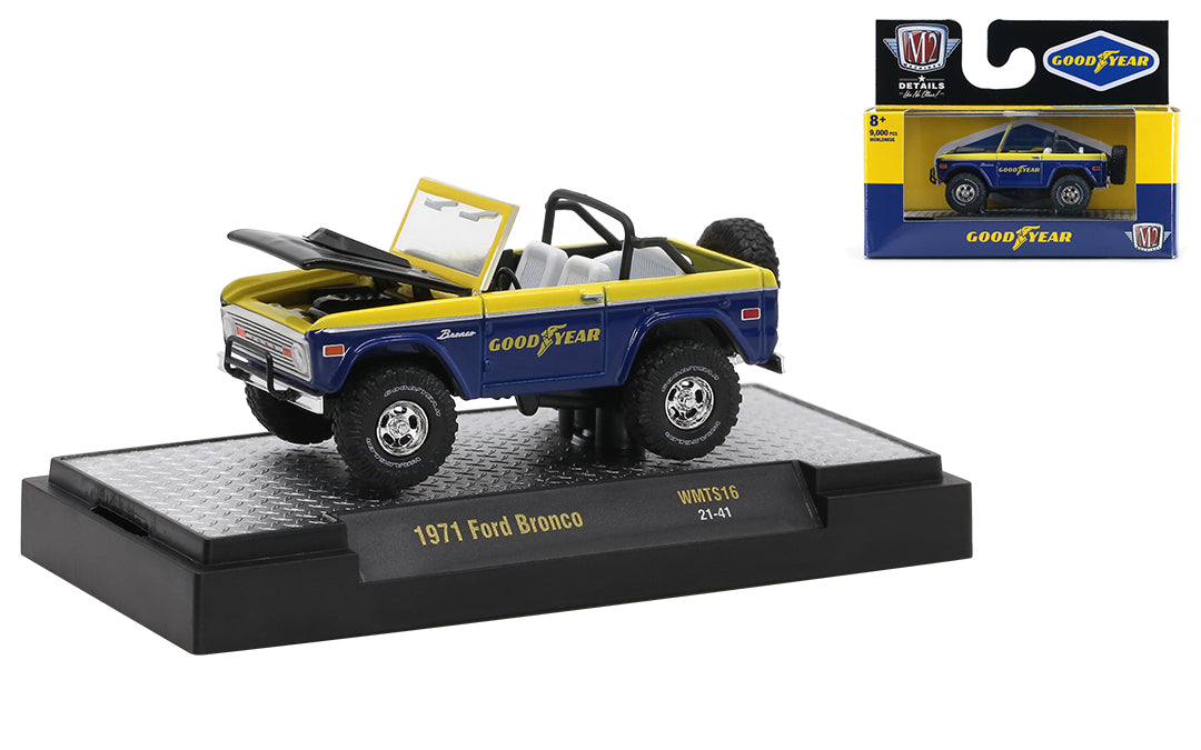 Goodyear 1971 Ford Bronco – M2 Machines Auto-Thentics Walmart Exclusive WMTS16 (32500-WMTS16B)