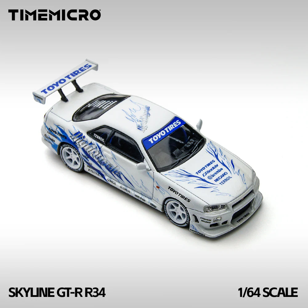 TimeMicro 1/64-Nissan Skyline GTR R34 White/Blue TM800503