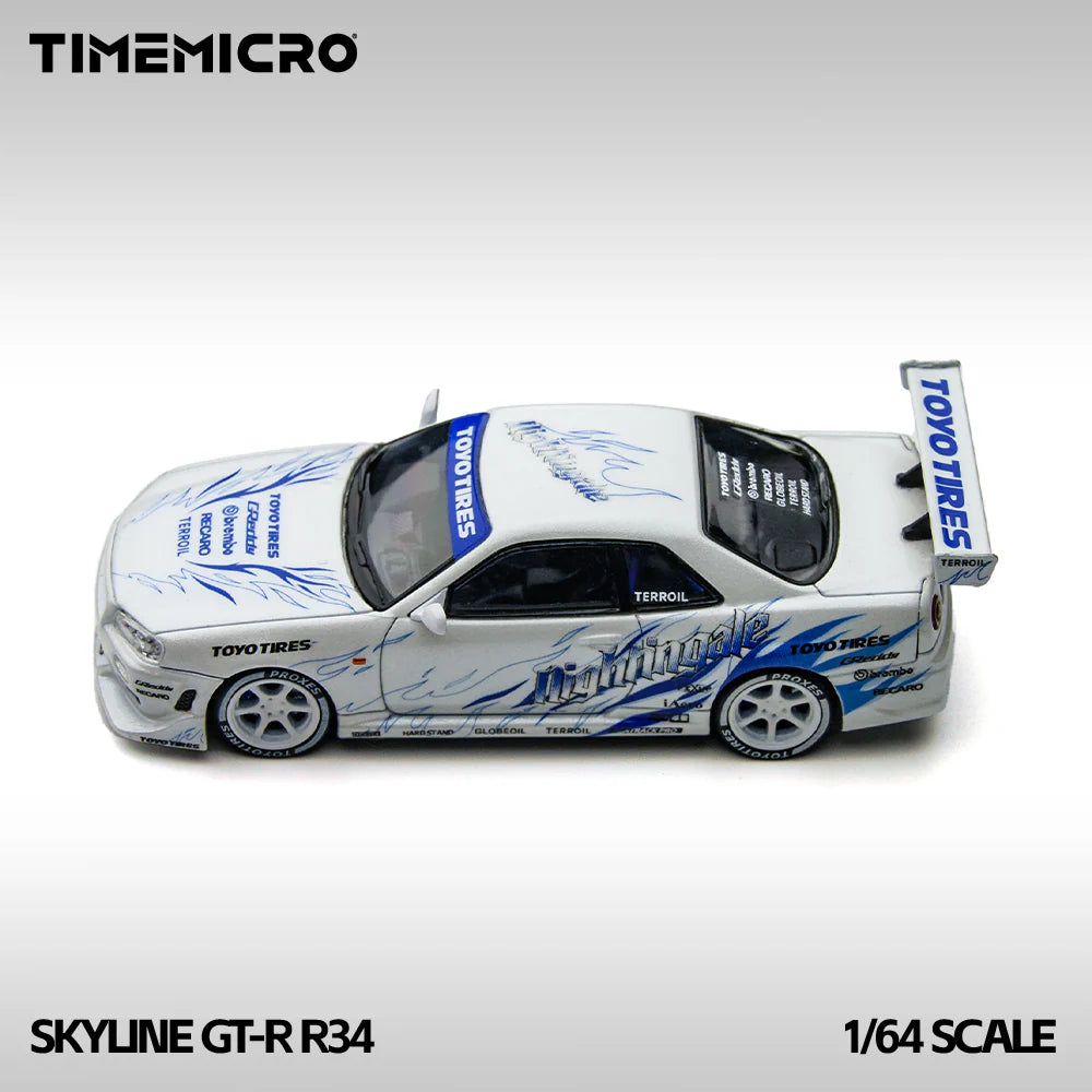 TimeMicro 1/64-Nissan Skyline GTR R34 White/Blue TM800503