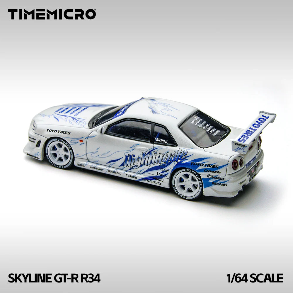TimeMicro 1/64-Nissan Skyline GTR R34 White/Blue TM800503