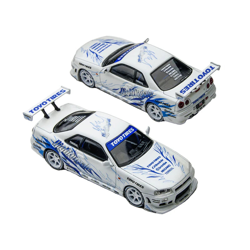 TimeMicro 1/64-Nissan Skyline GTR R34 White/Blue TM800503