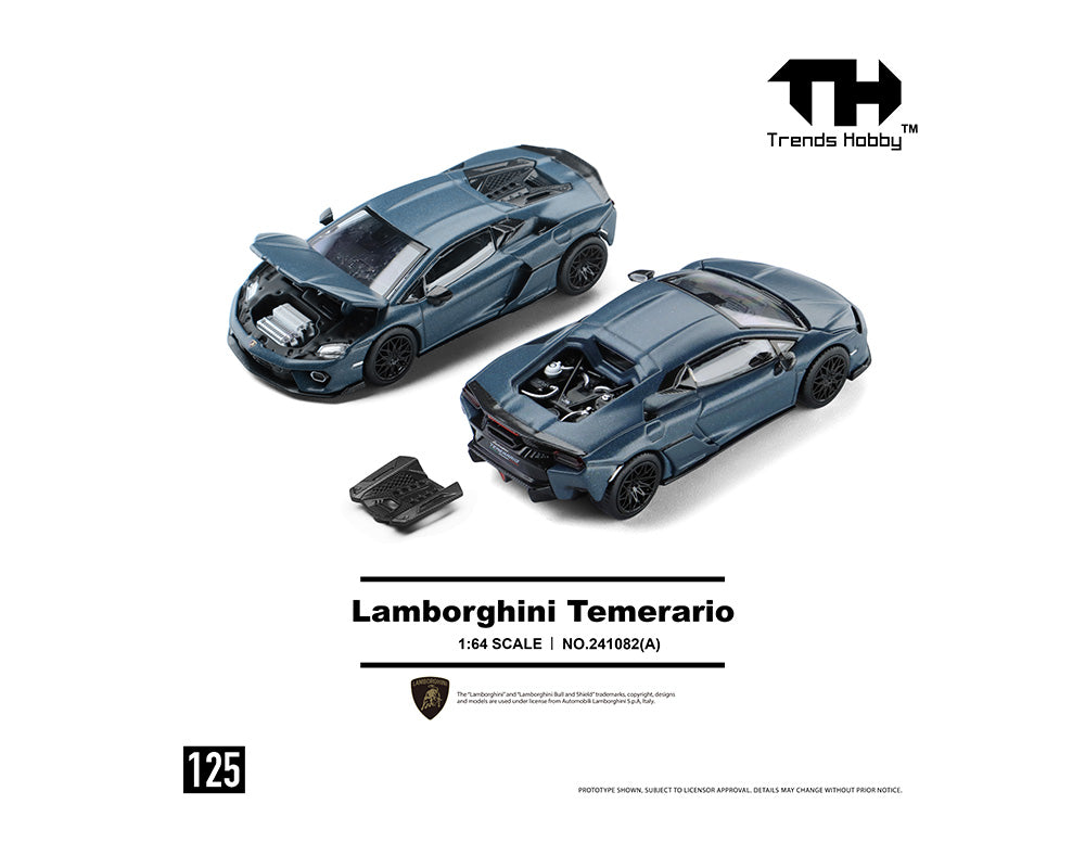(PRE-ORDER 2026) Trends Hobby 1/64-Lamborghini Temerario – Matte Blue 241082-A
