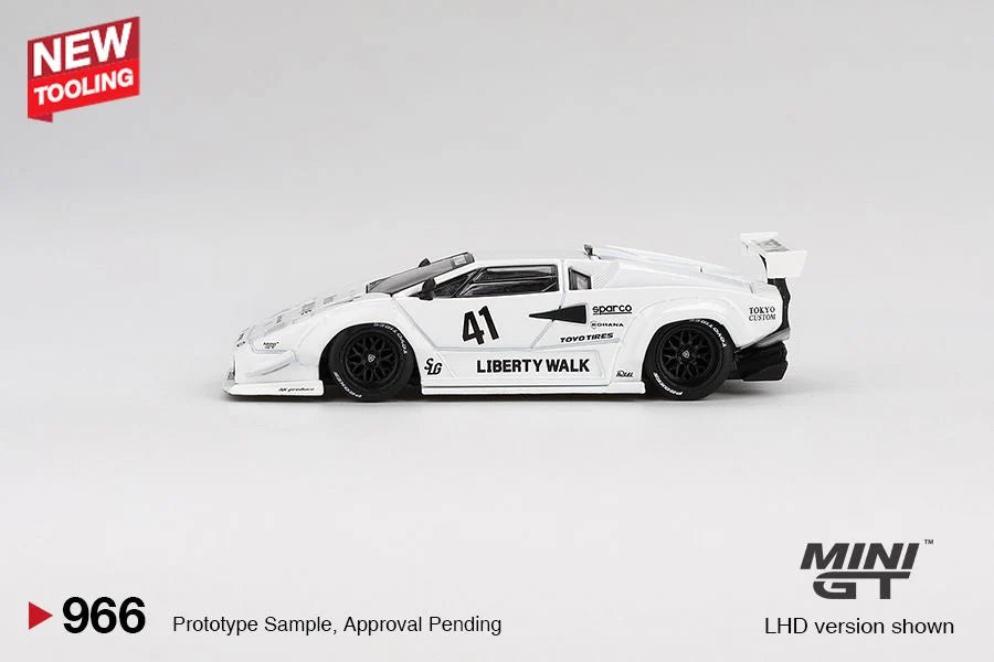(2 par client-limit 2 per customer) Mini GT- Lamborghini Countach LB-WORKS White 2024 Tokyo Auto Salon MGT00966-L