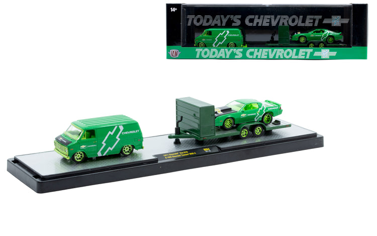 CHASE CARS Sprite 1971 Chevrolet Van G10 & 1985 Chevrolet Camaro IROC-Z (CHASE-36000-94C) (M2 Machines Auto-Haulers Release 94)