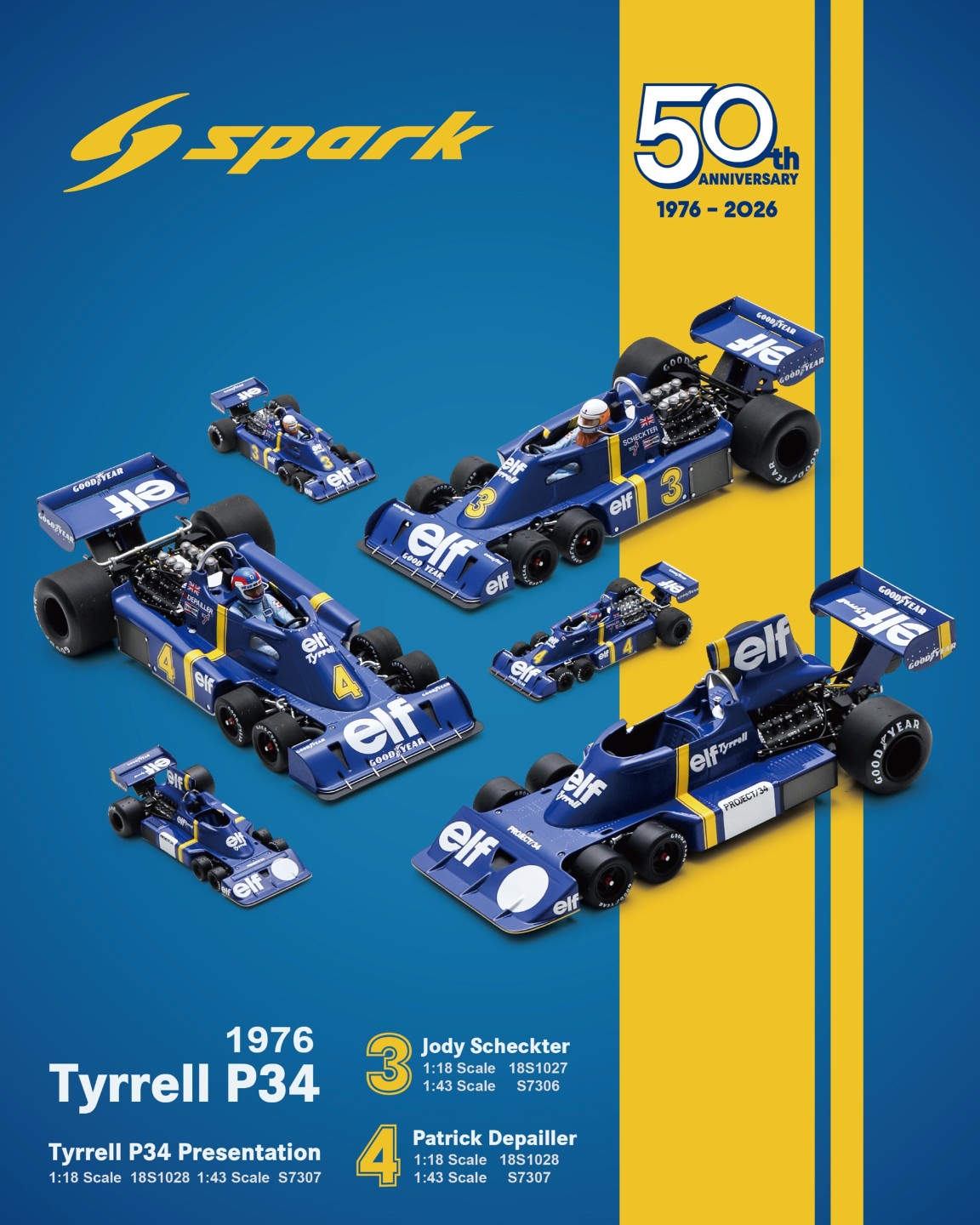 (PRE-ORDER 2026) F1- Tyrrell P34 No.4 2nd Sweden GP 1976-Patrick Depailler (18S1028)