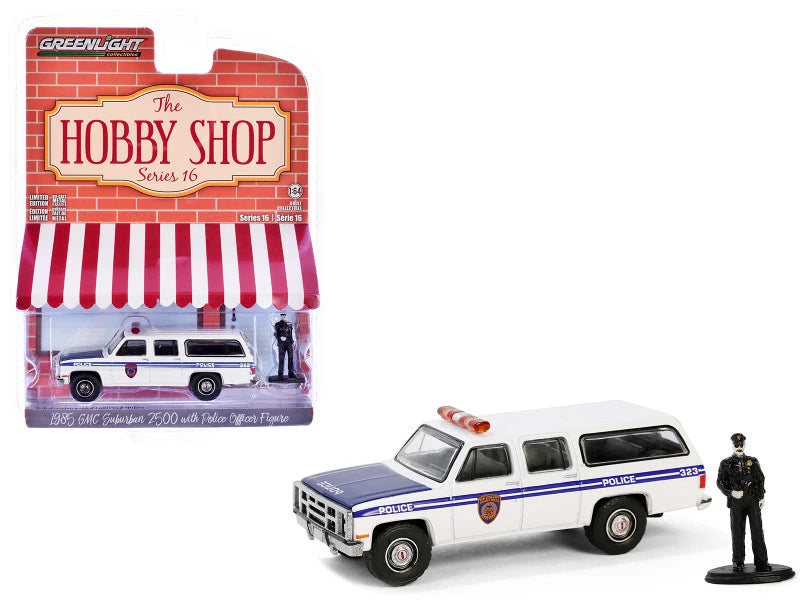 GreenLight 1:64 The Hobby Shop Série 16 – GMC Suburban 2500 1985 – New York City Transit Police Department avec figurine de policier – GL97160-D