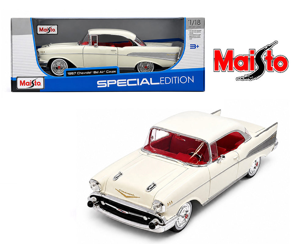 Maisto 1:18 Chevrolet Bel Air Coupe 1957 – Blanc – Special Edition – 31477WH
