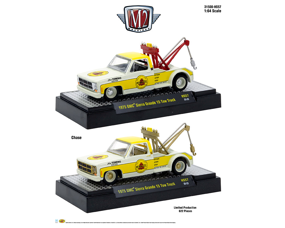 M2 Machines-Pennzoil-1975 GMC Sierra Grande 15 Tow Truck Safe 31500-HS57
