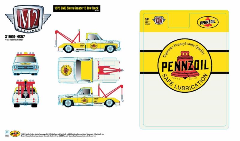 M2 Machines-Pennzoil-1975 GMC Sierra Grande 15 Tow Truck Safe 31500-HS57
