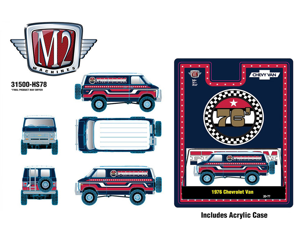 M2 Machines 1:64 1976 Chevrolet Van “FREEDOM EDDITION” – Red- Hobby Exclusive