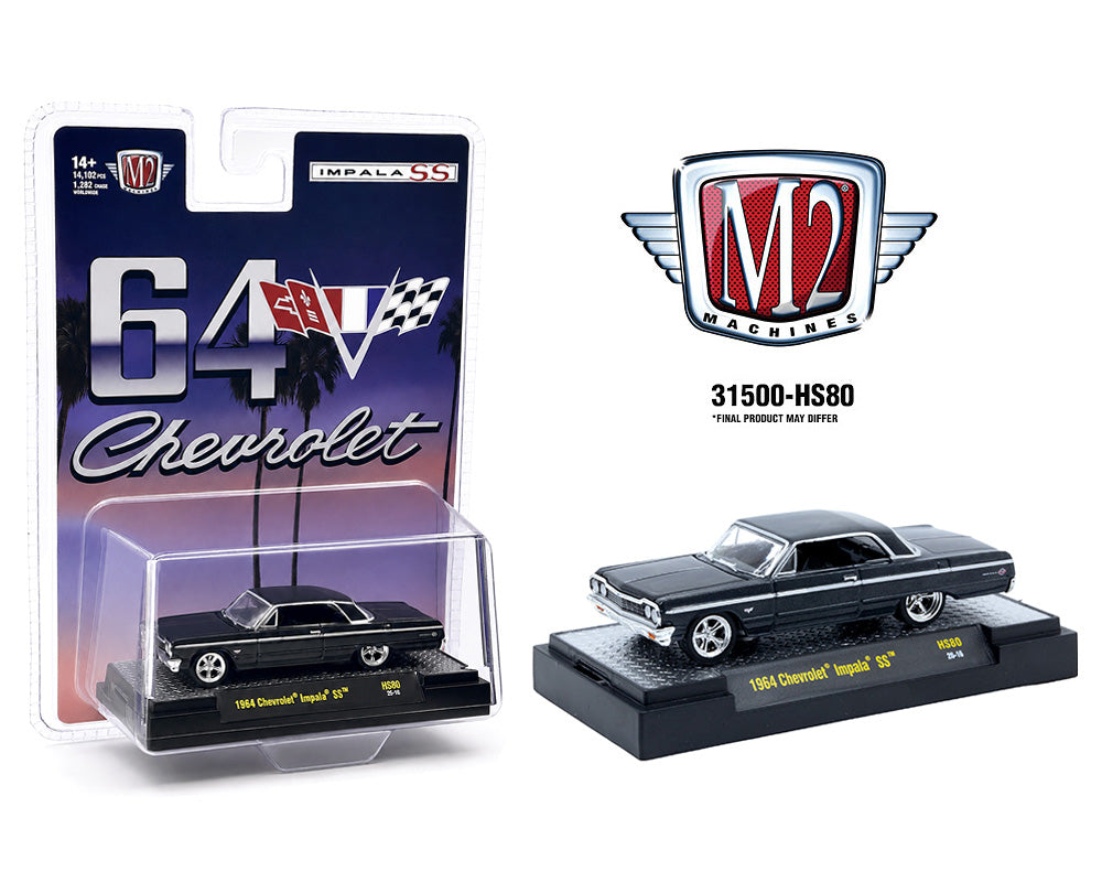 M2 Machines 1:64 1964 Chevrolet Impala Hard Top – Daytona Blue Metallic 31500-HS80