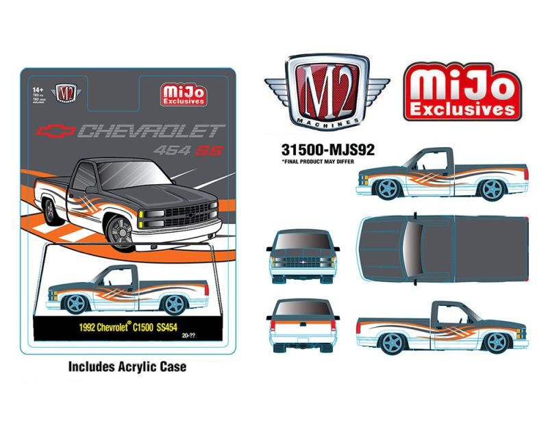 (PRE-0RDER 2025-26) M2 Machines - 1992 Chevrolet C1500 SS 454 – Two-Tone White with Grey – (31500-MJS92)