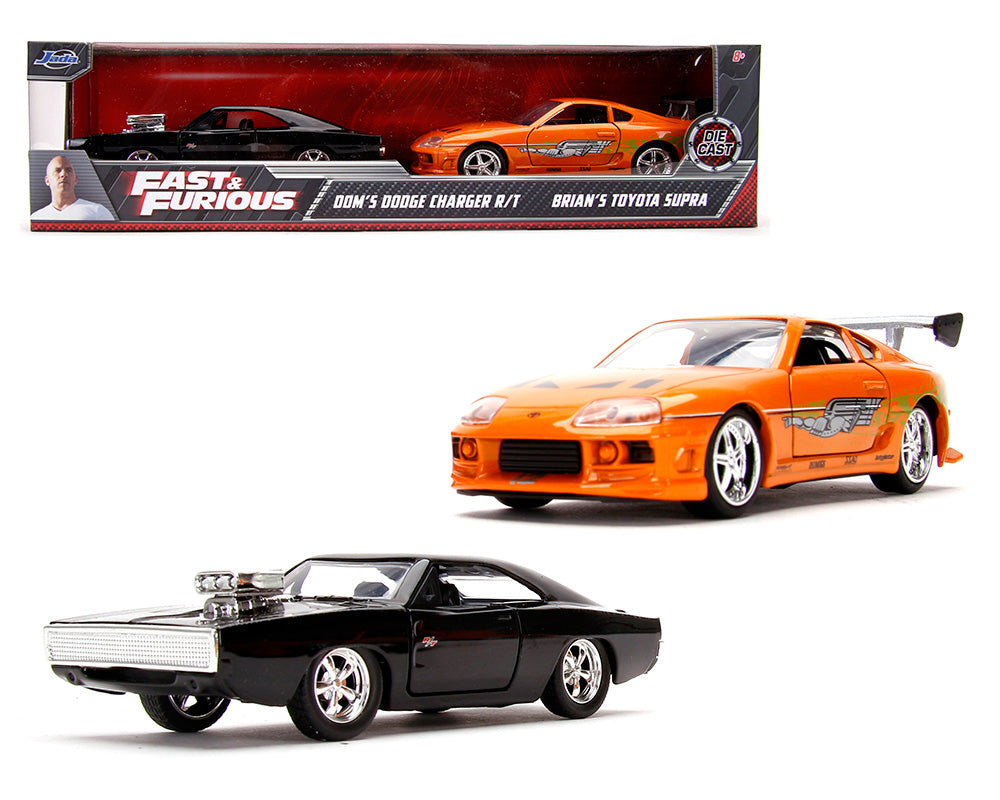 Fast & Furious Twin Pack Dom’s Charger & Brian’s Toyota Supra Black / Orange - Jada 1:32 - 31981