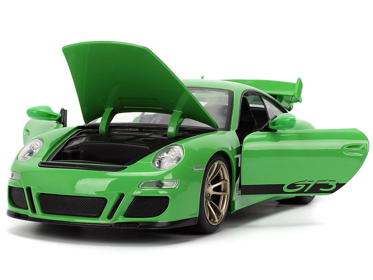 Porsche 911 GT3 (997) Green with Black Accents "Fast X" (2023) Movie "Fast & Furious"