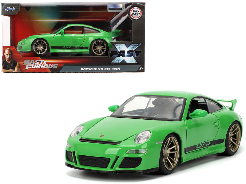 Porsche 911 GT3 (997) Green with Black Accents "Fast X" (2023) Movie "Fast & Furious"
