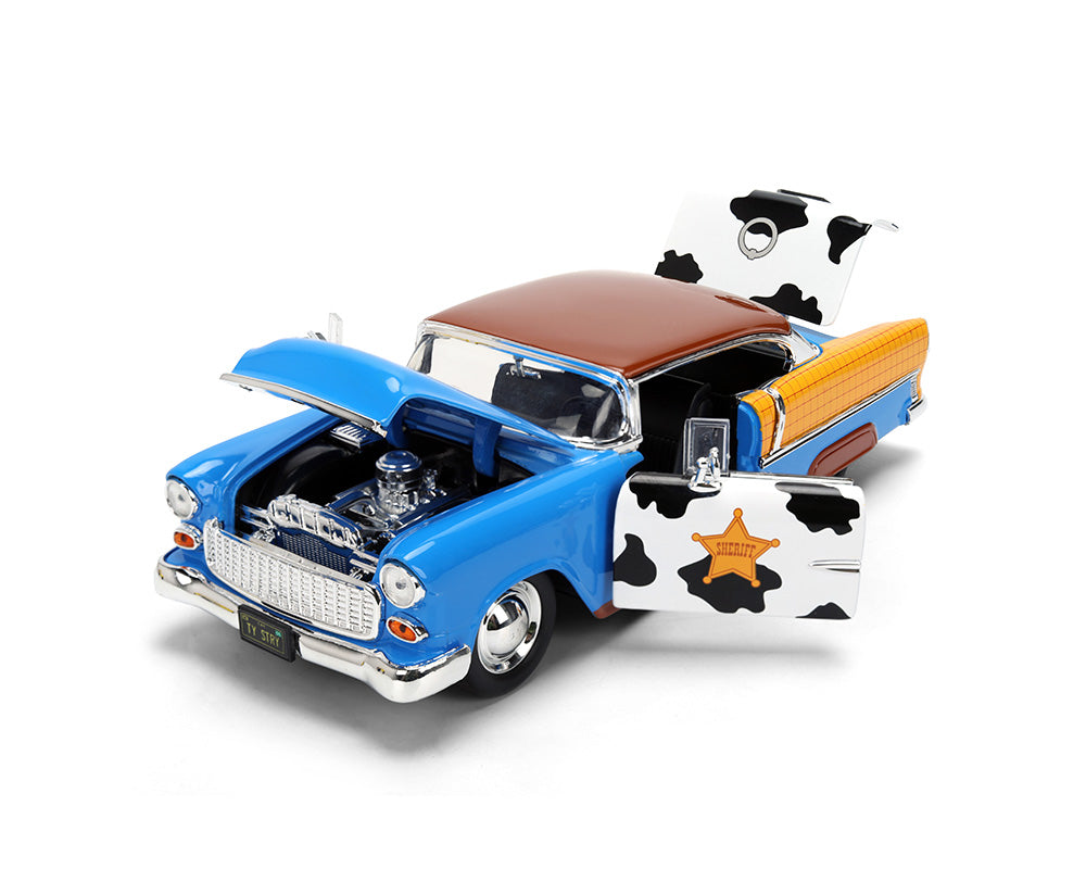 Toy Story Woody and 1955 Chevrolet Bel Air - Jada 1:24 Disney Pixar Hollywood Rides - 37430