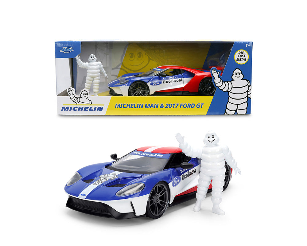 Jada 1:24 2017 Ford GT with Michelin Man – Red/White/Blue – Hollywood Rides JD37628