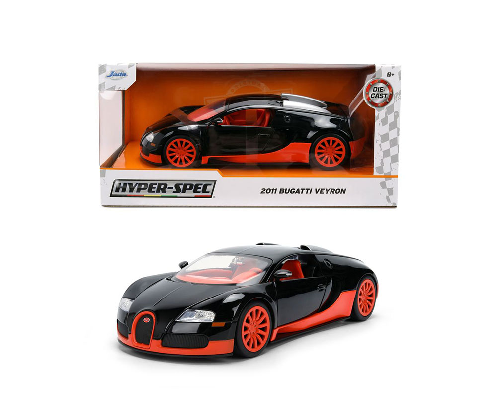 Jada 1:24 2011 Bugatti Veyron – Black/Orange – Hyper-Spec – JD37642