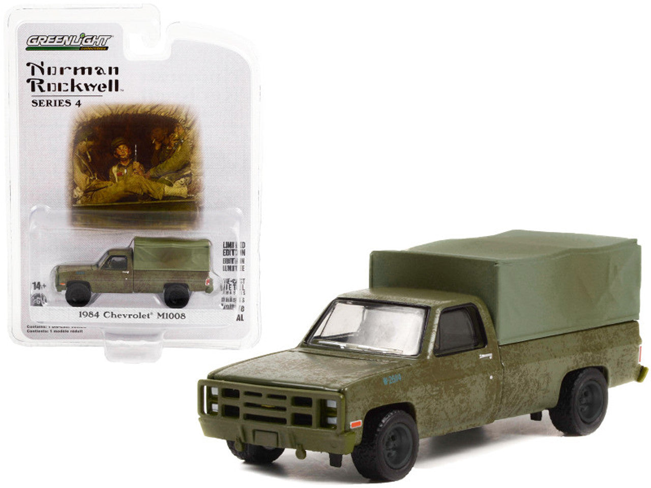 1984 Chevrolet M1008 Pickup Truck Green with Cargo Cover (Weathered)