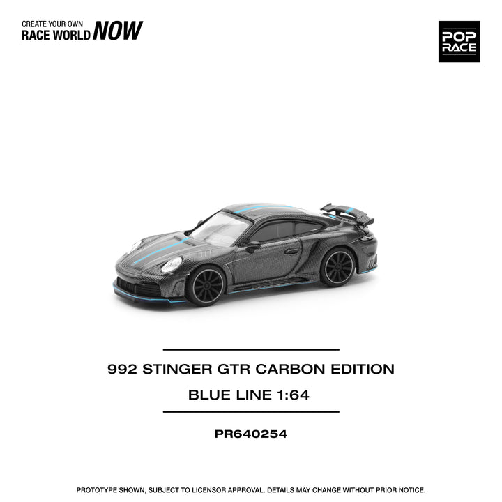 (PRE-0RDER 2025) POPRACE 1/64, 992 STINGER GTR CARBON EDITION (BLUE LINE)