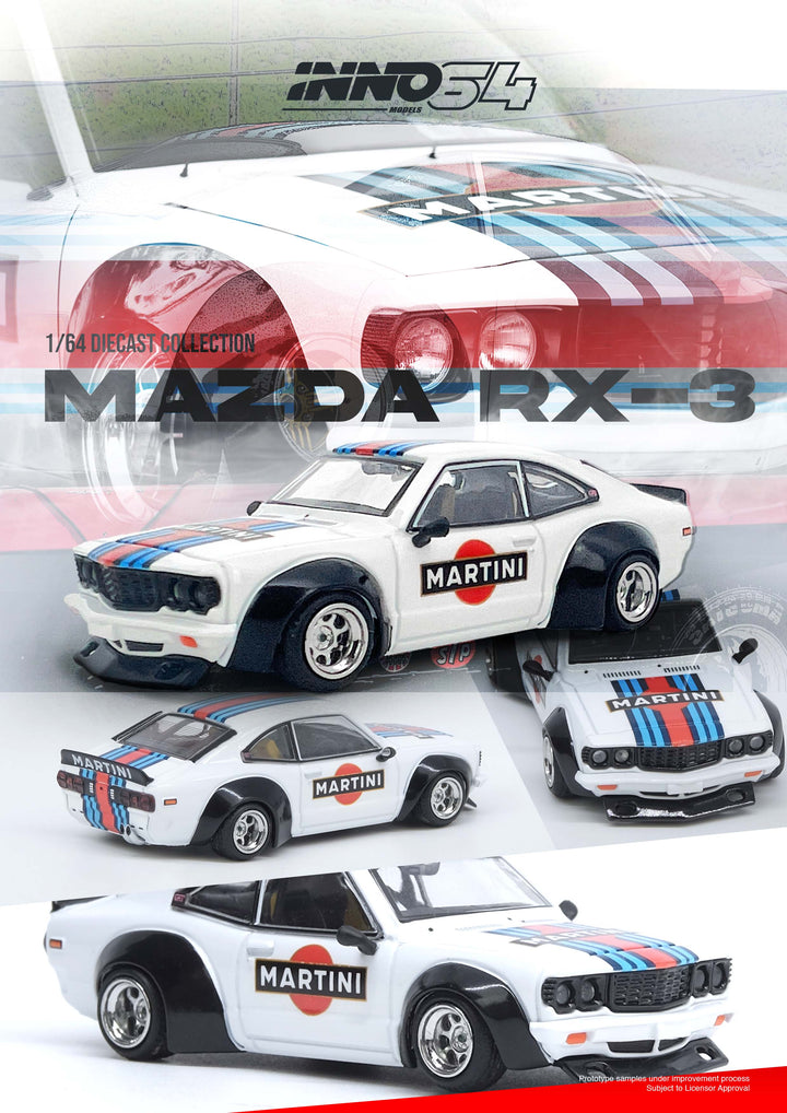 INNO64 1/64, MAZDA SAVANNA RX3 "MARTINI RACING" Livery IN64-RX3-MTN