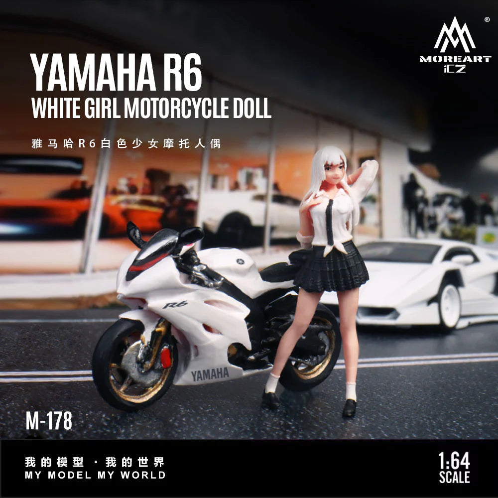 MoreArt 1:64 Yamaha RG White Girl Motorcycle Doll – MO222178