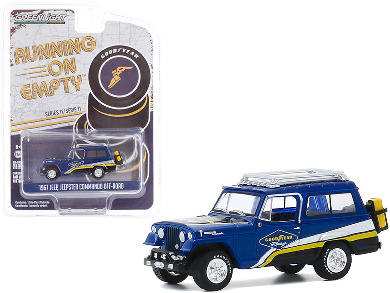 1967 Jeep Jeepster Commando Off-Road with Roof Rack Blue with Stripes "Goodyear Racing"