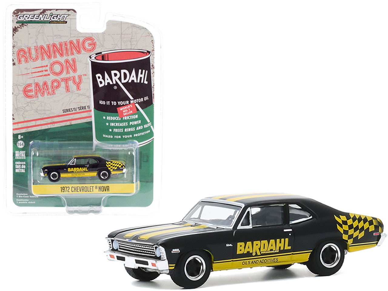 1972 Chevrolet Nova Black and Yellow "Bardahl" "Running on Empty"