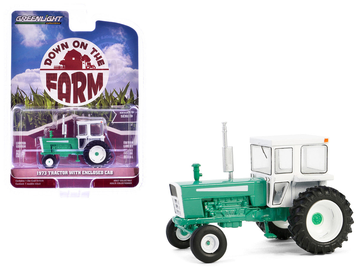 1973 Tractor with Closed Cab Green and White