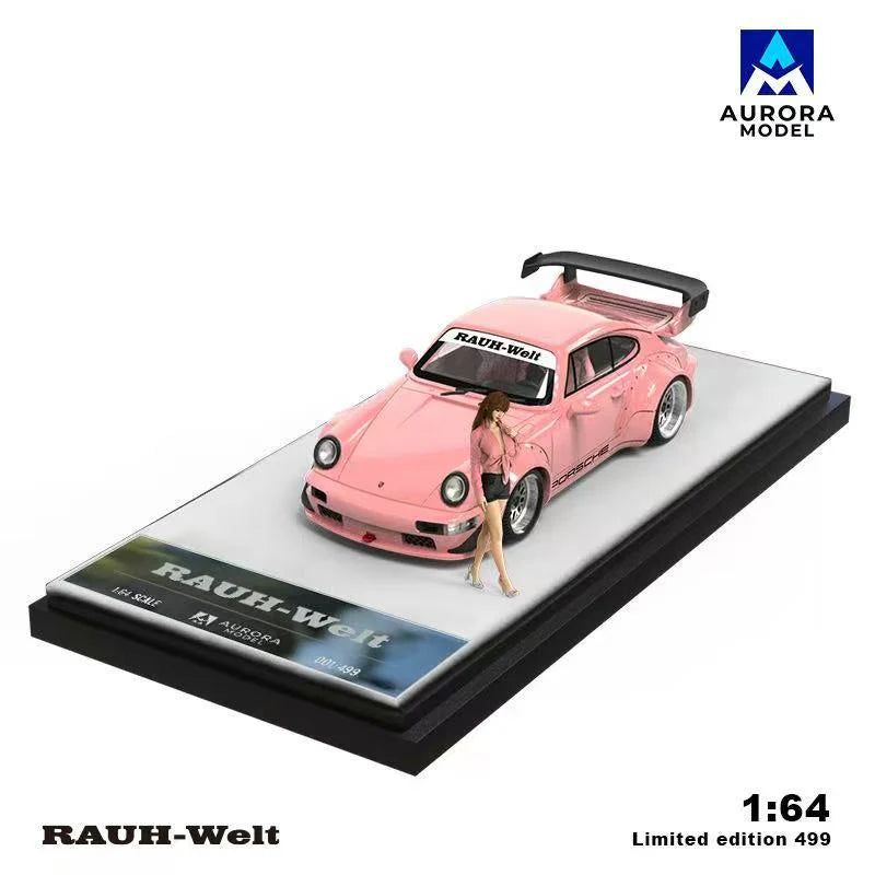 AURORA MODEL 1/64- Porsche RWB964 Pink w/Figurine AM640880-1