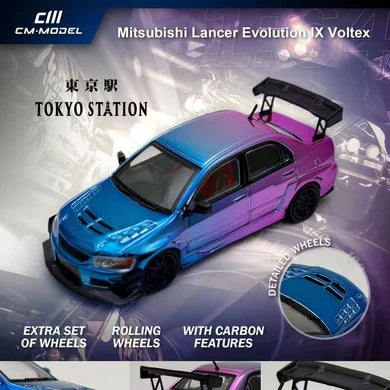 CM Model 1:64 Mitsubishi Lancer Evolution IX Voltex – Chameleon Chrome – CDX Exclusive – Boîte Acrylique CM64-EvoIX-30